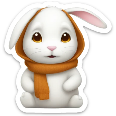 autumn cozy white rabbit sticker