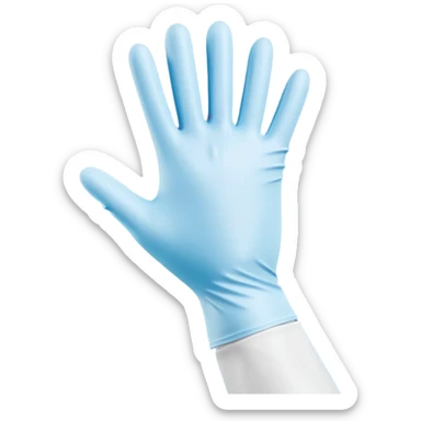3D render of Latex Glove, forensic investigation aesthetic, sterile clinical lighting, cool blue undertones, sharp high-contrast details, professional clean look. sticker