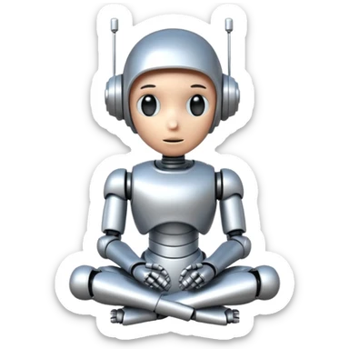 cute robot doing a thinking pose sticker