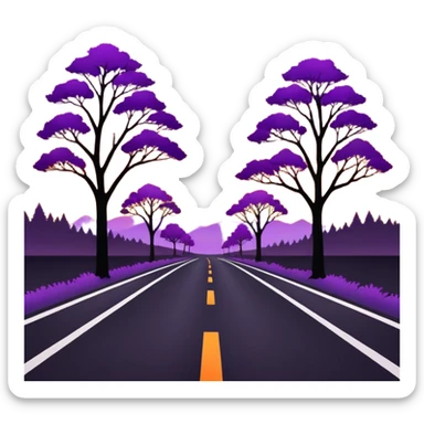 road with sunset sticker