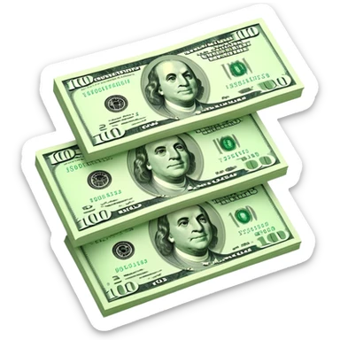 three 100 dollar bills sticker