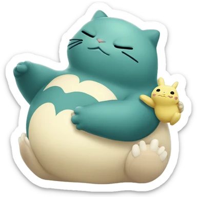 Snorlax hugging a peep bunny sticker