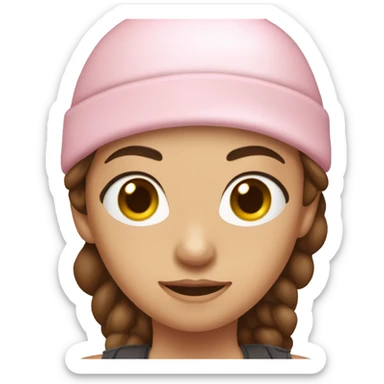 Light pink girl robber brown hair, bow on head sticker