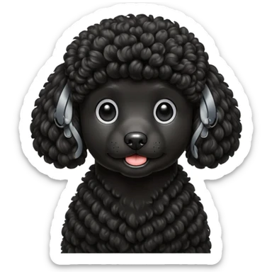 Black Poodle sitting sticker