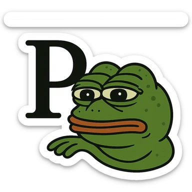 Probability symbol in the style of a green bufo frog meme sticker