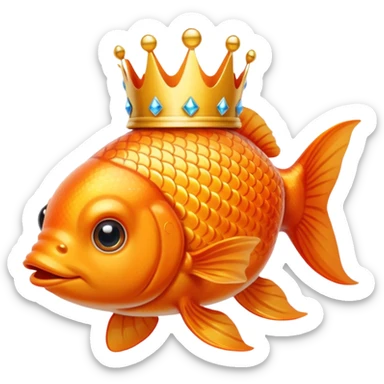 Goldfish with crown  sticker