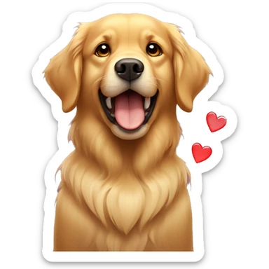 Golden Retriever is angry but with hearts next to him sticker