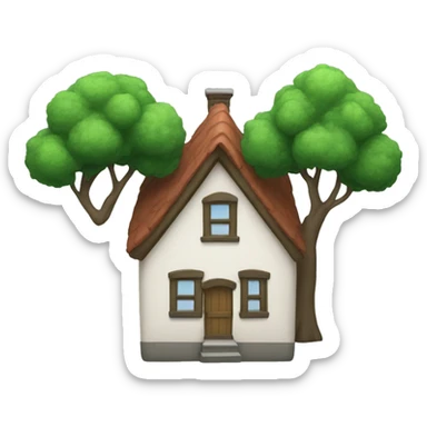 small house with trees  sticker