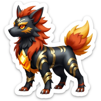 Shiny Gothic Exotic Futuristic Houndoom-Arcanine-Zorua-Torracat-Pokémon-Fakémon-hybrid-creature sticker