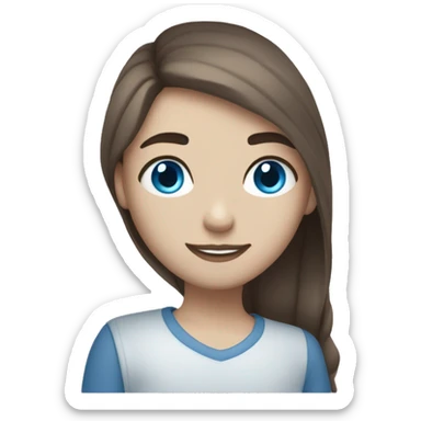 white skin girl with BLUE eyes and long dark brown hair hugging white skin boyfriend light brown hair with BLUE eyes. both have BLUE blue eyes. sticker