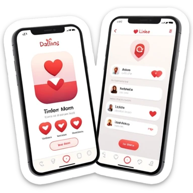 smartphone displaying a Tinder-like dating app interface, but with interior design rooms instead of people profiles, with like and dislike buttons sticker