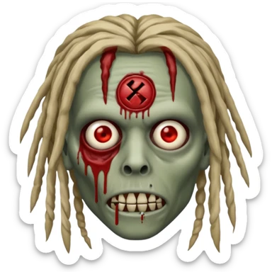 create zombie with dreadlocks have some of the drealocks cover his face sticker