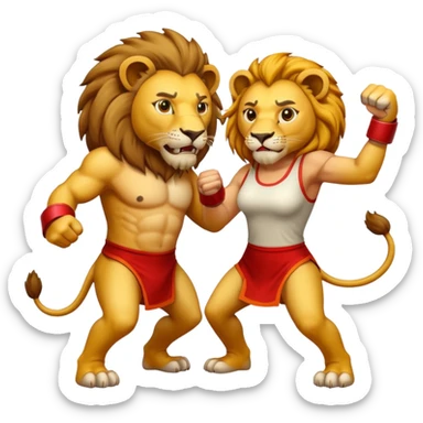 lion fight with his damn wife sticker