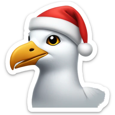 Seagull wearing a santa hat sticker