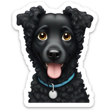Black curly haired dog sticker