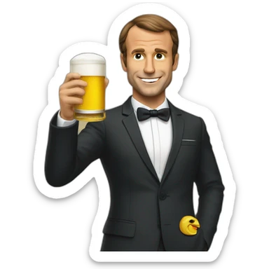 Macron qui bois une bierre sticker