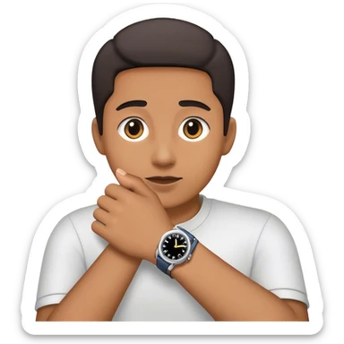 A person tapping their watch  sticker