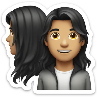 Long hair teenager boy, dark hair sticker