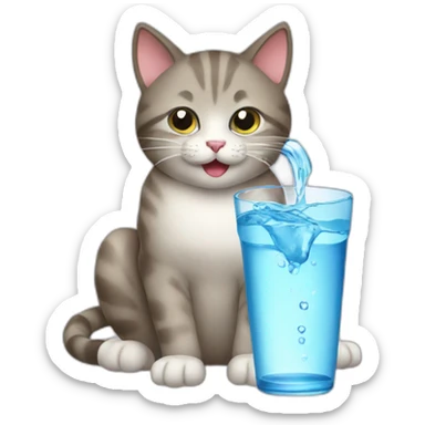 cat drink water sticker
