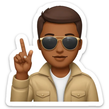 a brown skin guy holding up middle finger with sunglasses in sticker