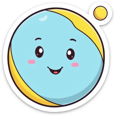 Venus planet with yellowish cloudy atmosphere and a cute happy smiling face sticker