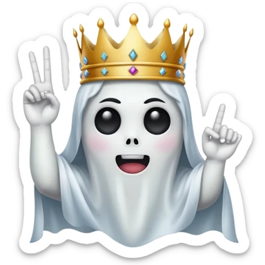 Fantasma con corona en la cabeza con el dedo malo en las manos  sticker