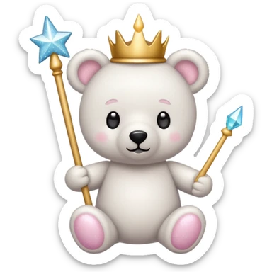 White Fairy glitter teddy with wand  sticker