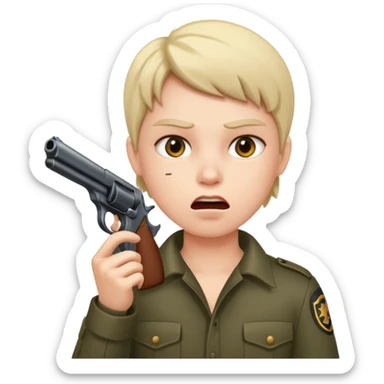 Gun pointing at a person’s mouth sticker
