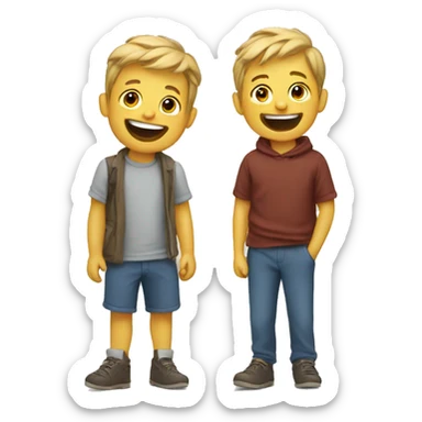boys sharing a laugh sticker
