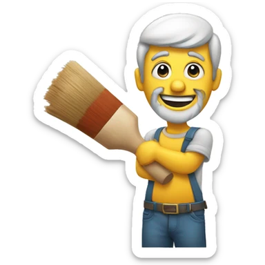 emoji de un pintor de casa con un rodillo en la mano sticker