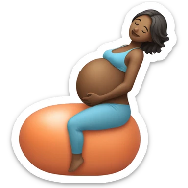 Pregnant woman on yoga ball sticker