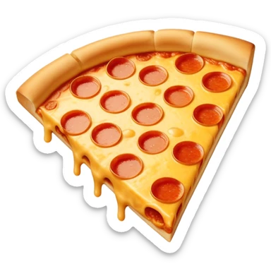 golden pizza slice with shiny gold cheese and crust sticker