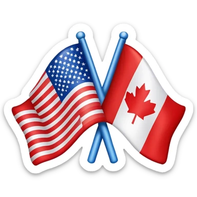 Canadian flag mixed with American flag sticker