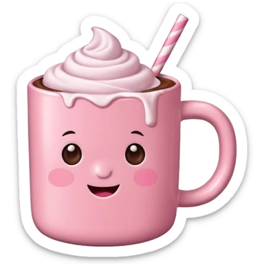Marshmallow pink hot chocolate sticker