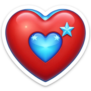 A holographic red heart with a blue star inside sticker
