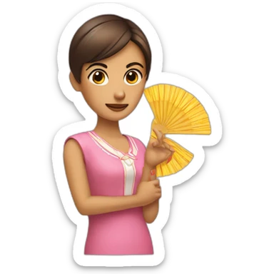chica con abanico en la mano sticker