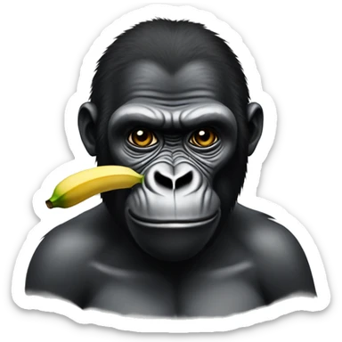 a gorilla that eats a banana that says sub sticker