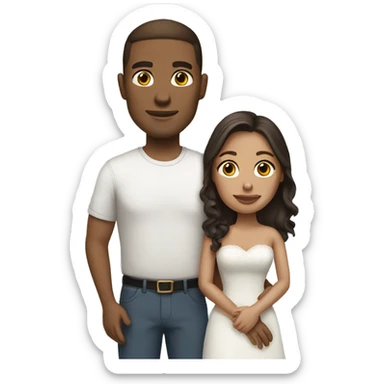 married brunette light skin couple sticker