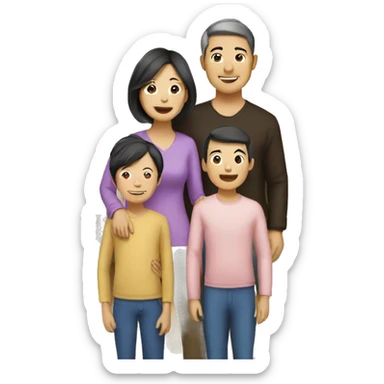 asian family at home sticker