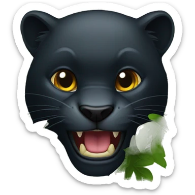 black panter animal with a sharp tooth behind a bush sticker