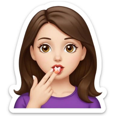 white girl with brunette hair and hazel eyes blowing a kiss sticker