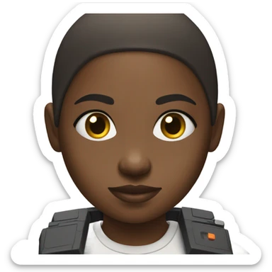 Black fully  bald girl playing video games sticker