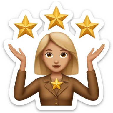 bronze women holding up 3 stars in a triangle sticker