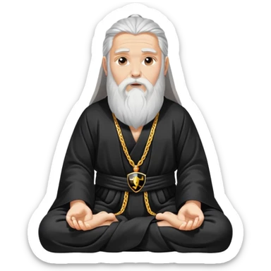 Wise spiritual guru with long beard wearing Lamborghini logo, meditation pose sticker