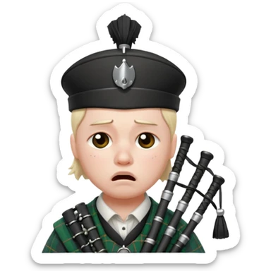 Sad small bagpiper with one crying sticker