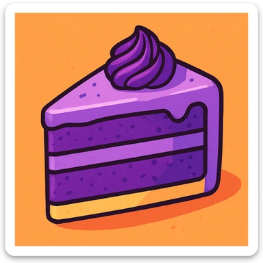 a slice of purple yam cake, stylized illustration sticker
