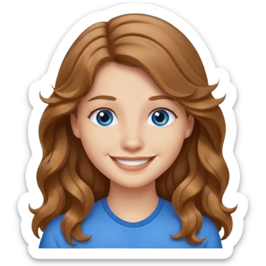 Long wavy hair, light brown hair, blue eyes Caucasian sticker