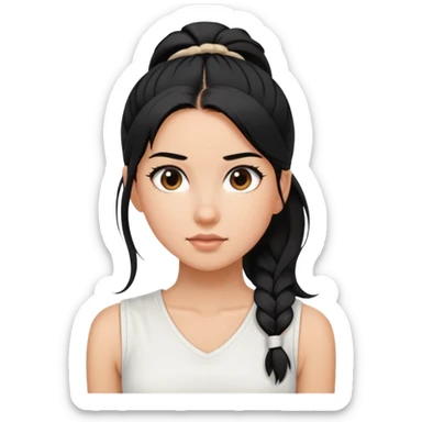 A girl with a high ponytail, a black hair tie, and a sleeveless white top sticker