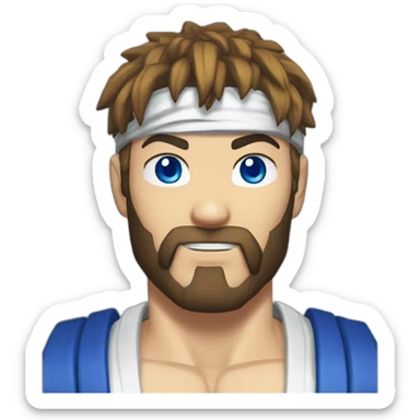 ryu street fighter blue eyes with beard sticker