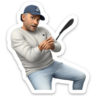 casual male portrait in chair sticker